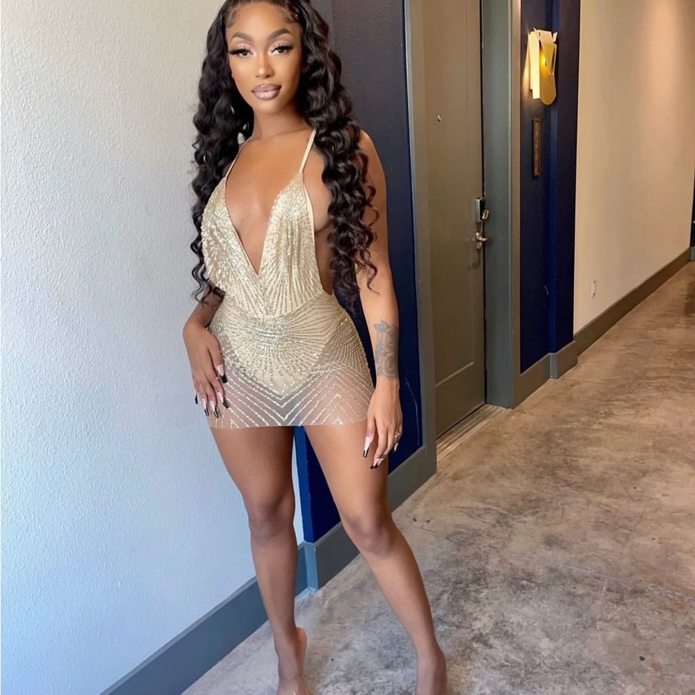 Gold glitter mini dress Small new